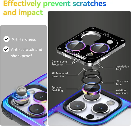 Miniatura 3 de Meifigno Serie Rainbow - Funda diseñada para iPhone 15 Pro Max, [3 protección de grado militar], con protector de lente de cámara y marco