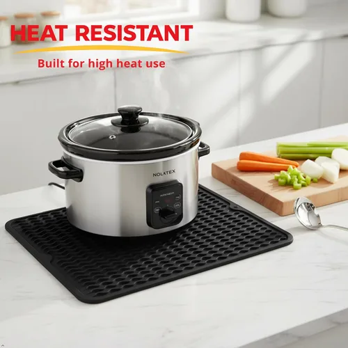 Miniatura 6 de Tapete de secado de silicona de 16 x 12 pulgadas, tapete antideslizante negro para fregadero para encimera de cocina, almohadilla de platos