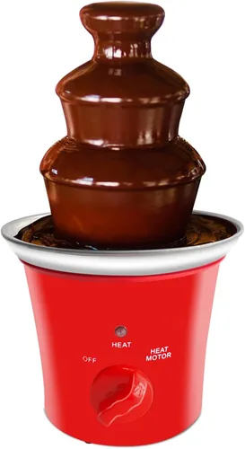 Miniatura 7 de Máquina Mini Fuente de Chocolate Eléctrica Pequeña Fuente de Fondue de Chocolate para Fiesta para Caramelos Mantequilla Queso (Rojo)