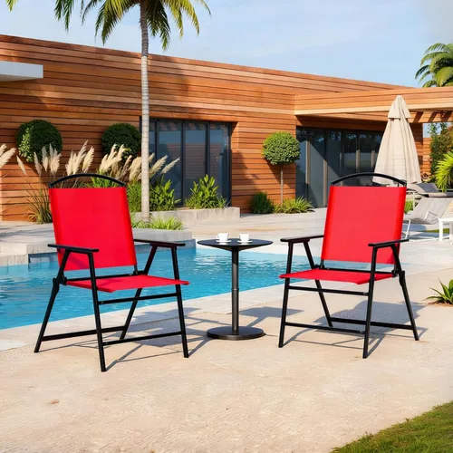 Miniatura 9 de Juego de 4 sillas de comedor plegables para exteriores con reposabrazos, sillas plegables de alta resistencia para jardín, césped, piscina, patio