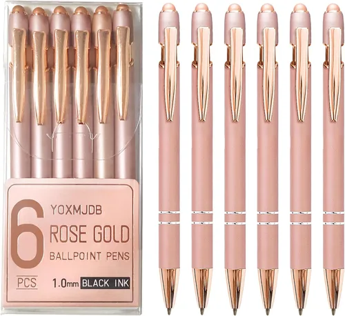 Miniatura 11 de YOXMJDB Bolígrafos Stylus para pantallas táctiles, paquete de 12 bolígrafos de oro rosa inspiradores, bolígrafos de punta media de 1.0 mm