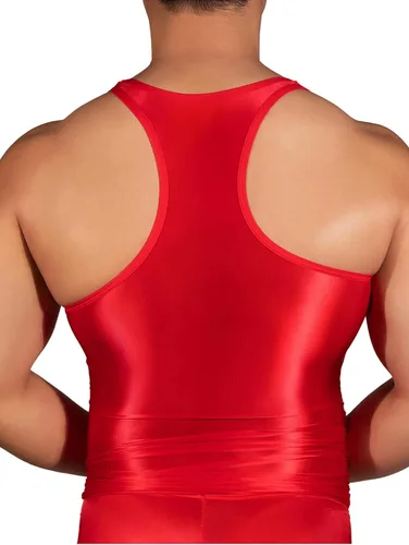 Miniatura 3 de TiaoBug Camiseta sin mangas de compresión ultrafina brillante para hombre, chaleco adelgazante, camiseta de entrenamiento muscular
