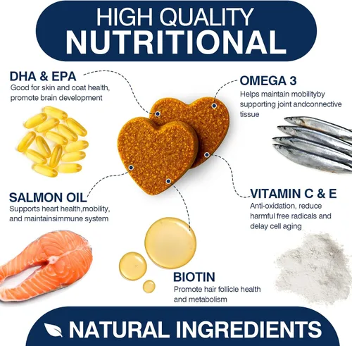 Miniatura 4 de Suplemento Omega 3 para la piel y el pelaje para perros, 200 masticables, suplementos de aceite de pescado para perros con ácidos grasos EPA y DHA