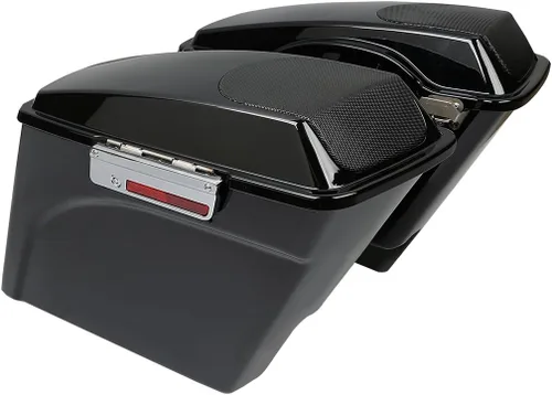 Miniatura 3 de TCT-MOTORPARTS Alforjas alargadas de 5 pulgadas con tapas de altavoces de 5x7" y sistema de guardabarros trasero LED para Harley Touring Street Road