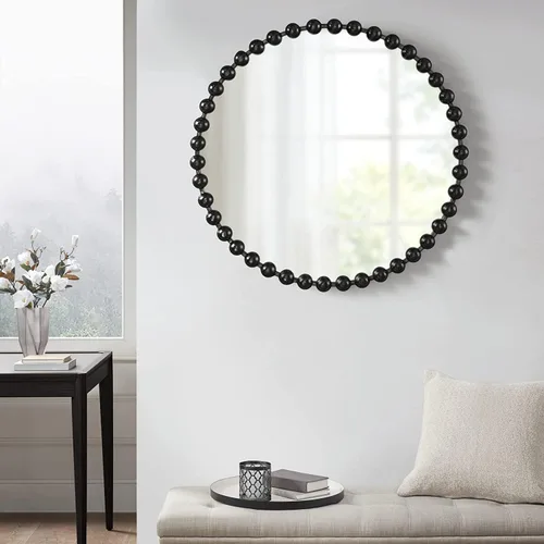 Miniatura 11 de Espejo redondo de Madison Park, espejo circular con marco de metal de 36 pulgadas, decoración de pared montada y colgante para entrada, baño, Negro