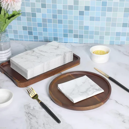 Miniatura 2 de Zonon 50 toallas desechables de mármol blanco, servilletas de papel para baño, toallas de mano decorativas, servilletas de cena de bebidas de 3