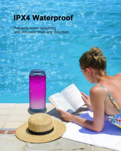 Miniatura 6 de Altavoz Bluetooth portátil con luces RGB, sonido fuerte HD de 15 W, BT5.3 inalámbrico, IPX4 impermeable, emparejamiento TWS, micrófono integrado