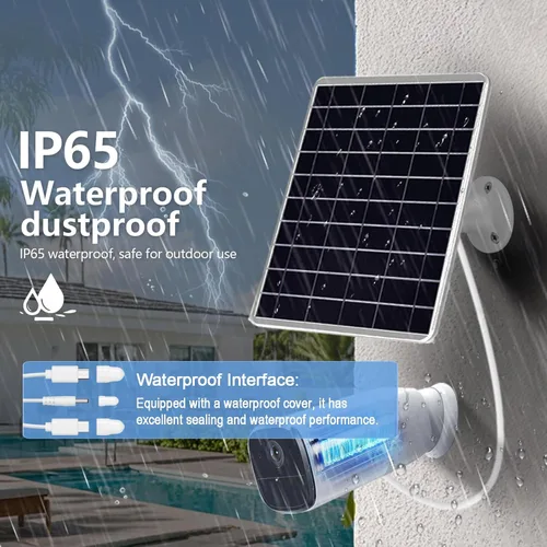 Miniatura 6 de Panel solar de 8 W integrado con batería de 12000 mAh para cámara de seguridad al aire libre, panel de cargador de enchufe 3 en 1