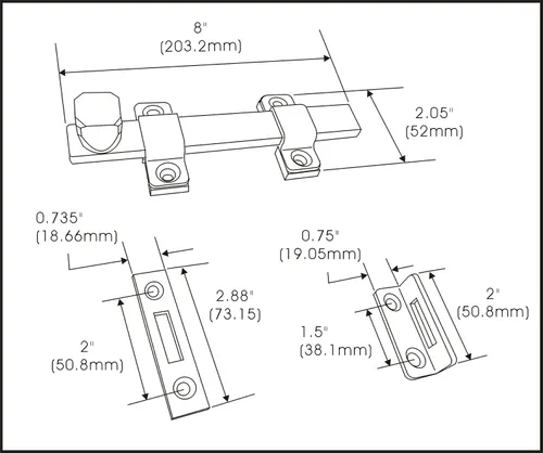 Miniatura 3 de QCAA Perno de superficie resistente, acero, 6", acabado cromado cepillado, 1 paquete, fabricado en Taiwán