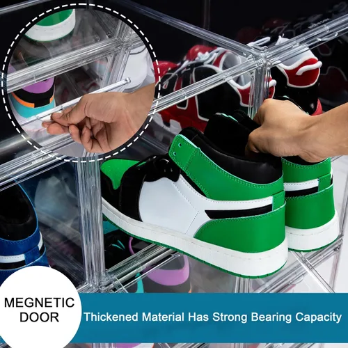 Miniatura 4 de Paquete de 12 cajas para zapatos, contenedor de caja para zapatillas de plástico acrílico transparente apilable, caja organizadora de zapatos