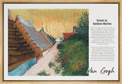 SIGNLEADER Lienzo enmarcado para pared, calle en Saintes-Maries, ilustraciones decorativas de pincelada, arte fino, colorido, multicolor, para sala