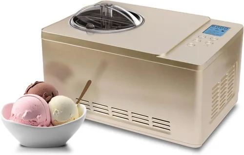 Whynter Máquina automática para hacer helados y yogur de 2 cuartos de galón con compresor integrado, pantalla digital LCD y temporizador, sin Oro
