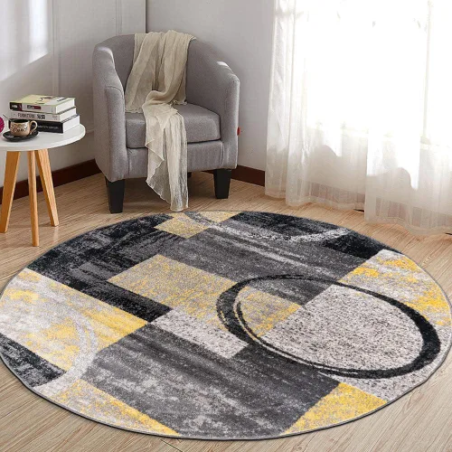 Miniatura 35 de Rugshop - Alfombra contemporánea con diseño abstracto de círculos, alfombra con respaldo de yute para entrada, cocina o habitación pequeña, marrón