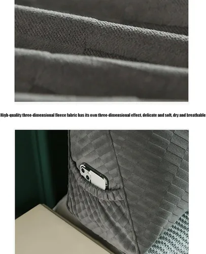 Miniatura 5 de Almohada triangular para cabecero, almohada de cuña de lectura, cojín de cabecero, almohada de respaldo para día, cama, litera, funda extraíble Negro