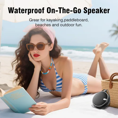 Miniatura 5 de Altavoz de ducha INSMY C12 IPX7 resistente al agua con Bluetooth, altavoz portátil pequeño, altavoces Bluetooth inalámbricos de sonido claro y Negro