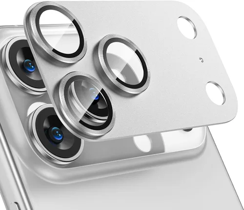 Miniatura 26 de Tensea Protector de lente de cámara para iPhone 16 Pro/iPhone 16 Pro Max/iPhone 15 Pro/iPhone 15 Pro Max, cubierta de vidrio templado de aleación