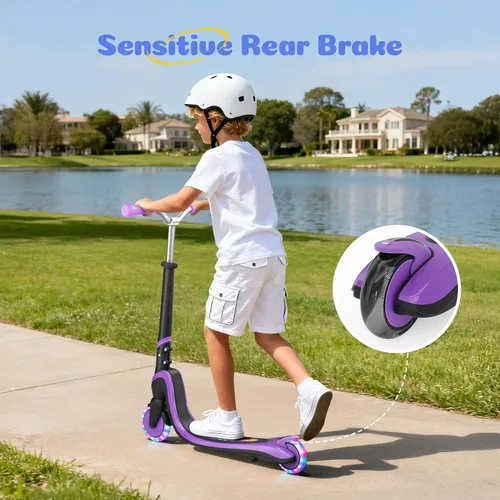 Miniatura 6 de Patinete de 2 ruedas, scooter para niños con ruedas y cubierta iluminadas, altura ajustable, 2 ruedas para niños de 5 a 7 años, scooters para niños