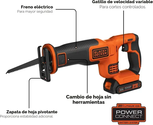 Miniatura 2 de BLACK+DECKER Kit de sierra recíproca inalámbrica de 20V MAX* (BDCR20C)