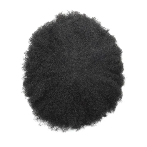 Miniatura 2 de Afro Toupee para hombres negros, afro americano rizado para hombre, tupé completo con base de encaje francés, unidad de cabello humano, peluca