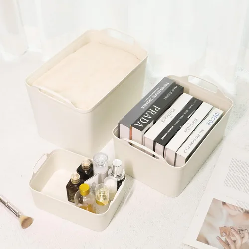 Miniatura 8 de ANMINY 12 contenedores de plástico con tapas, grandes cajas de almacenamiento blancas para organización, cestas de almacenamiento de plástico