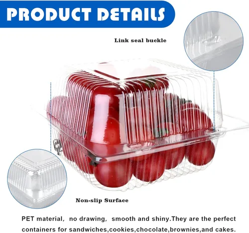 Miniatura 3 de 250 unidades de 5 x 5 pulgadas Clamshell bandeja para llevar recipientes de plástico con bisagras para alimentos, caja de comida desechable