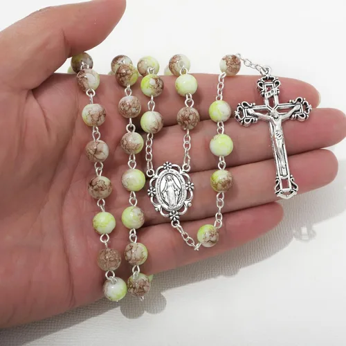 Miniatura 86 de KOMI Rosario de cuentas católicas para mujer, collar de cuentas de rosario con cruz de crucifijo, perlas de cristal, rosario, rosarios, católicos