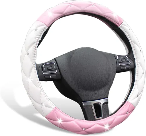 Miniatura 9 de SuperKaKa Funda para Volante Negra y Dorada, Cubierta de Volante de Auto Linda con Diamantes de Imitación Brillantes de Cuero Suave y Cómodo