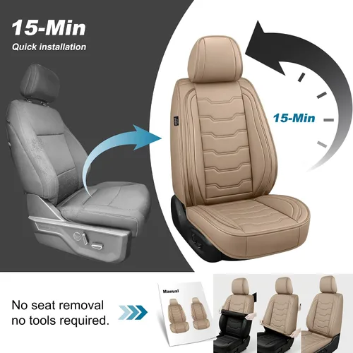 Miniatura 8 de DISUTOGO Fundas de asiento para Chevy/Chevrolet Equinox 2011-2023 2024 2025: juego completo de fundas de cuero impermeables para asientos