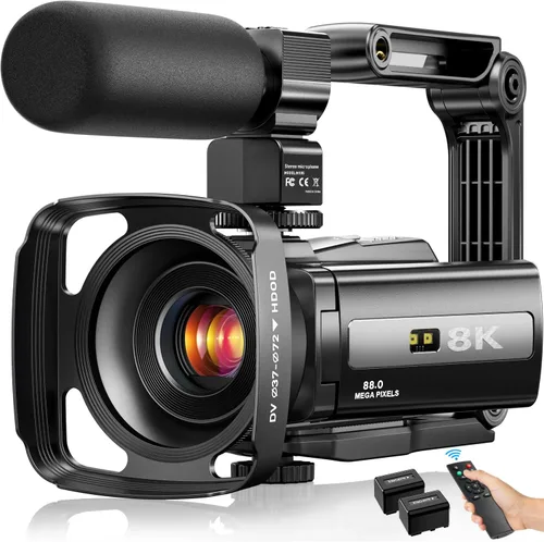 FlyFrost - Cámara de video 8K 88MP UHD WiFi Vlogging Cámaras para YouTube 18X zoom digital IR visión nocturna videocámara con pantalla táctil de 3.0