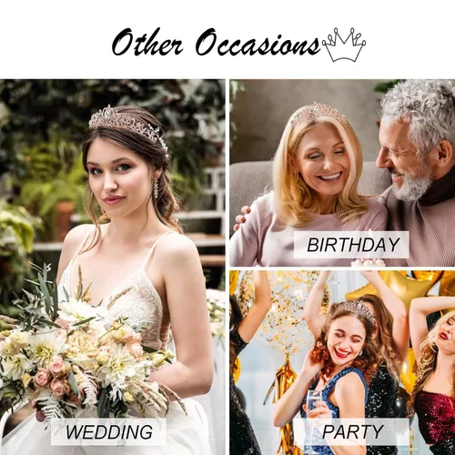 Miniatura 6 de Kit de corona de novia y corona de novia, decoraciones de CIEHER para despedida de soltera, oro rosa, corona de princesa para mujeres y niñas
