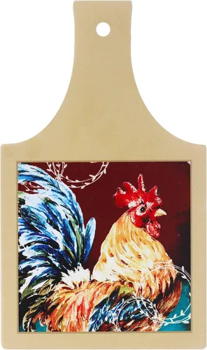 Miniatura 6 de Salvamanteles de gallo de cerámica resistente al calor con diseño de granja de corcho antideslizante (marrón claro)