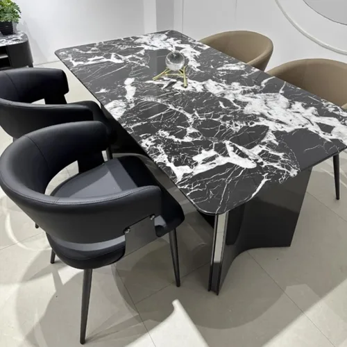 Miniatura 8 de YVYKFZD Juego de sillas de comedor, silla de comedor con patas de metal y respaldo curvo, sillas de cocina tapizadas de cuero, reposabrazos, silla