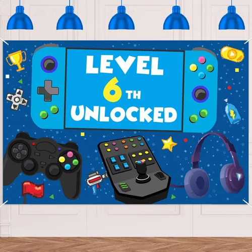 Miniatura 12 de Cartel de nivel 10 desbloqueado para cumpleaños número 10, telón de fondo, decoración temática de videojuegos, decoración para niños y niñas