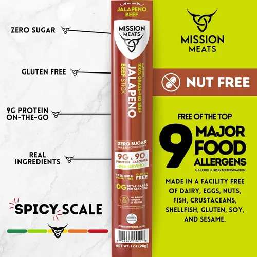 Miniatura 4 de Palitos de carne Mission Meats – 100% alimentados con pasto y criados en pasto, sin azúcar, envoltos individualmente, refrigerios saludables, aptos