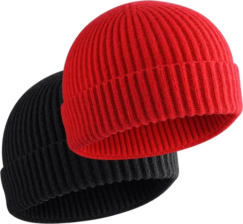 Miniatura 13 de vidsel Gorro Corto de Pescador para Hombres y Mujeres, Gorro de Lana Tejida con Puño Estilo Moderno de Arrastrero, Gorros Cálidos de Invierno