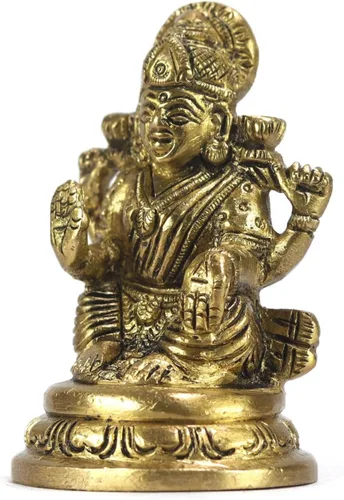 Miniatura 3 de ASHIRWAD Escultura de estatua de ídolo de latón para Diwali Pooja, templo, decoración del hogar, Vastu Laxmi Devi Maa AE000006-18 (Laxmi-18)