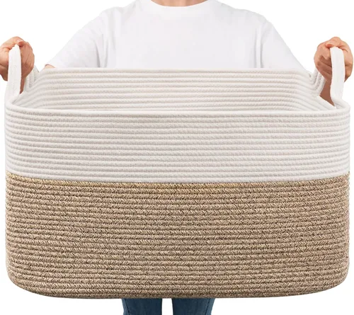 Miniatura 15 de Goodpick Cesta Grande de Almacenamiento de Juguetes, Cestas de Cuerda de Algodón Gris Contenedor de Almacenamiento de Juguetes para Bebé, Niños