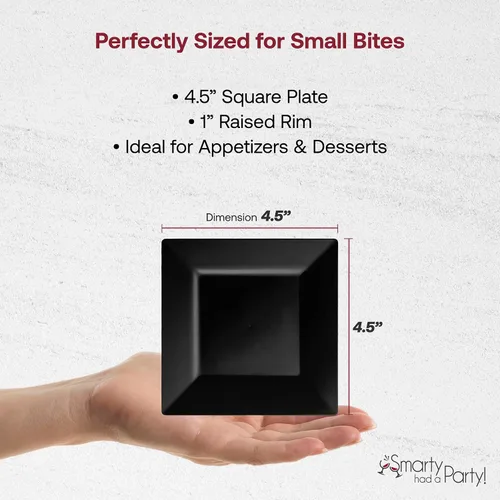 Miniatura 3 de Platos de repostería de plástico cuadrados negros de 4.5 pulgadas, 240 platos, 240
