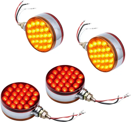 Miniatura 18 de Astra Depot 2 piezas de luz de cara doble de 3" redondas, 24 LED, color rojo, ámbar y blanco, para remolque de camión semi, tractor, vehículo largo