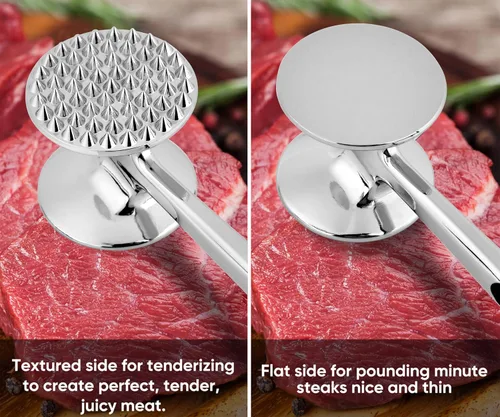 Miniatura 3 de Martillo ablandador de carne Aliglow, herramienta de mazo y machacador para la cocina, ablandador de doble cara de uso intensivo con mango de agarre