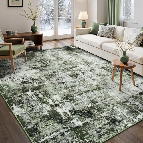 Miniatura 33 de Rugflix Alfombras de área de 8 x 10 pies para sala de estar, alfombra grande lavable, resistente a las manchas, pelo bajo, alfombra oscura moderna