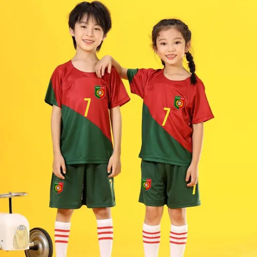 Miniatura 2 de Casmyd Camiseta de fútbol de Portugal para niños + pantalones cortos 2022 de la Copa Mundial Legend #7 Ronal'do Football Team Sports Shirt Kit