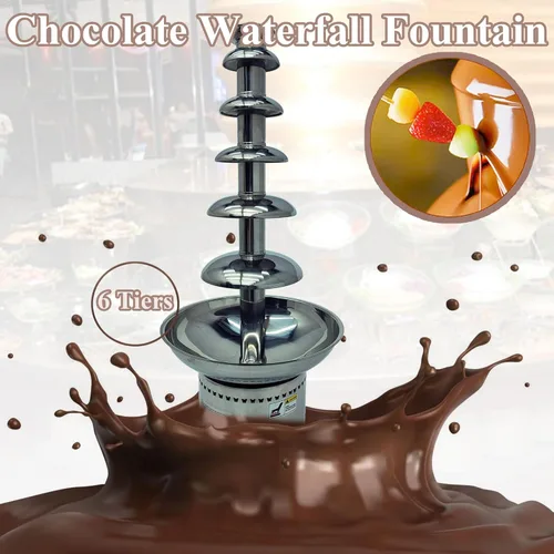 Miniatura 2 de Máquina de fuente de chocolate para fiesta, 6 niveles, acero inoxidable, fuente de chocolate caliente, fuente de cascada, fuente de fondue