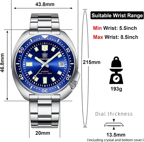 Miniatura 5 de Steeldive - Reloj automático para hombre 1970 SD1970 Reloj de pulsera NH35 Movimiento 200M Relojes de buceo