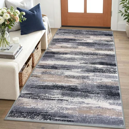 Miniatura 52 de Alfombra de pasillo moderna Lansny 2 x 6 pulgadas, alfombra de cocina lavable verde mostaza multicolor, alfombra antideslizante suave para pasillo