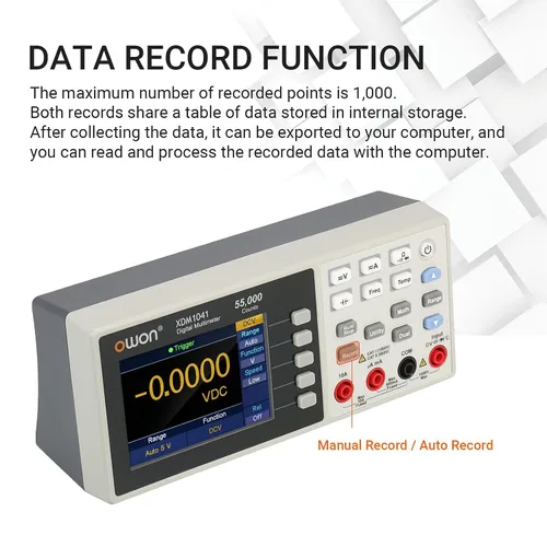 Miniatura 4 de OWON XDM1041 USB/RS232 Multímetro digital 55000 cuentas de alta precisión Medidor universal de temperatura de escritorio multímetros con pantalla