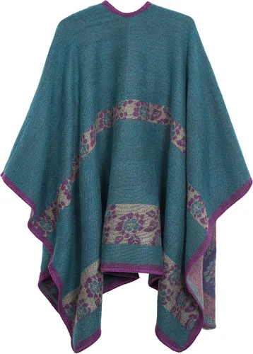 Miniatura 35 de Urban CoCo Poncho de colores para mujer, chal con frente abierto, color en bloques
