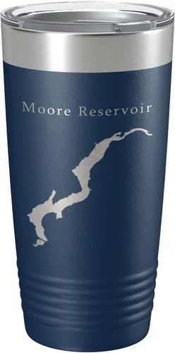 Miniatura 8 de Moore Reservoir Tumbler Lake Map Travel Mug Insulated Laser Engraved Coffee Cup New Hampshire Vermont 20 oz Black
