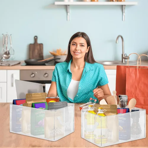 Miniatura 7 de Paquete de 6 cestas de almacenamiento para estantes, estantes de almacenamiento de armario, cestas plegables decorativas con asas, organizadores