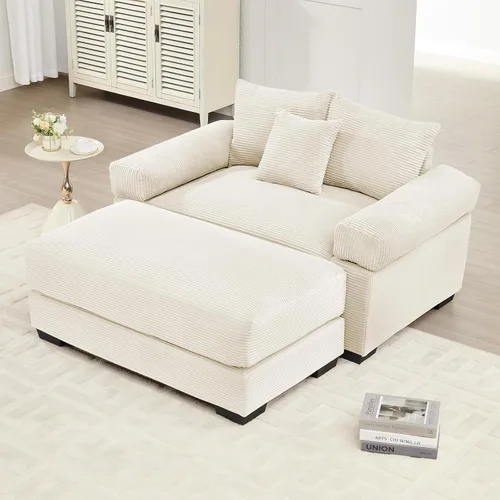 Miniatura 71 de Sofá modular de gran tamaño de 117.3 pulgadas, sofás modulares grandes de pana para sala de estar, sofás de 3 plazas, moderno juego de sofá de Blanco